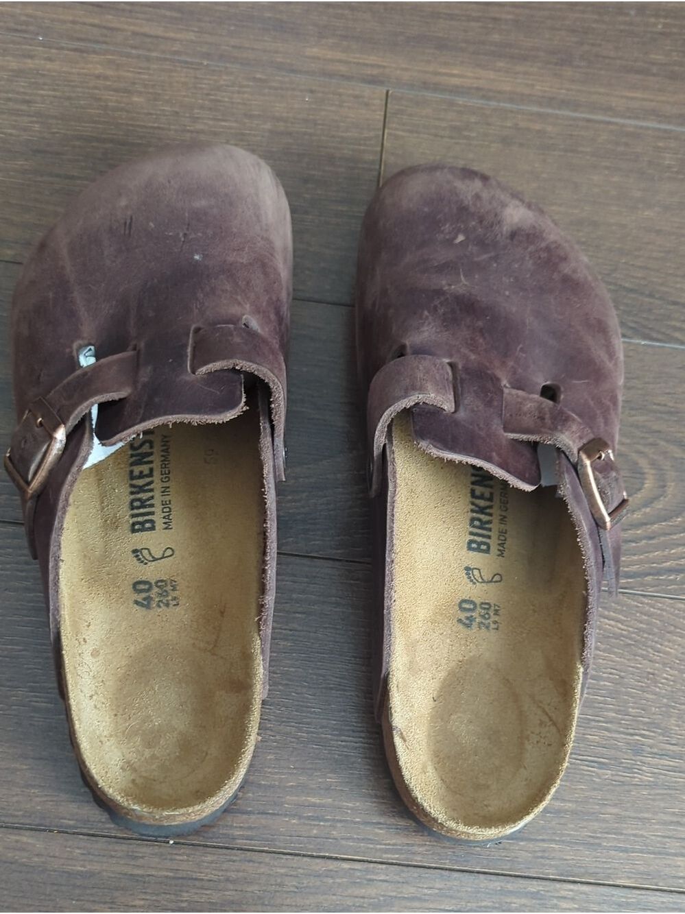 Birkenstock Brown Leather Boston Mule with Buckle (Unisex) - Picture 9 of 15